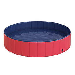 PawHut Hundepool Planschbecken aus PVC und Holz in Rot Durchmesser 140 cm Höhe 30 cm – Bild 1 von 7