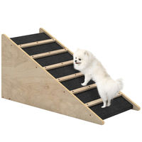Produktbild von PawHut Hunderampe aus Holz für mittelgroße Hunde Natur Grau 90 x 40 x 45 cm