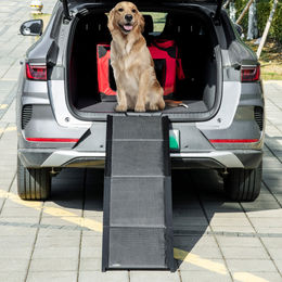 PawHut Hunderampe klappbar aus Metall Schwarz 158cm mit rutschfester Oberfläche und Griff – Bild 1 von 6