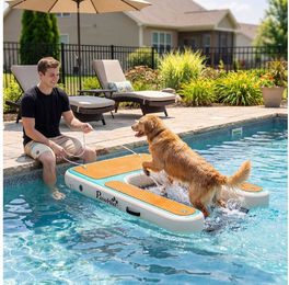 PawHut Hunderampe Schwimmende Dock Leiter mit rutschfester EVA-Oberfläche für Hunde bis 100kg Orange 151 x 102 x 15 cm – Bild 1 von 5