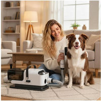 Produktbild von PawHut Hundeschermaschine Profi Haustierpflegeset mit Staubsauger und 5 Pflegewerkzeugen für Hunde und Katzen in Weiß