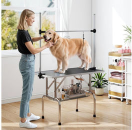 PawHut Hundeschermaschine Tierpflegetisch aus Metall höhenverstellbar Schwarz für Hunde aller Größen – Bild 1 von 4