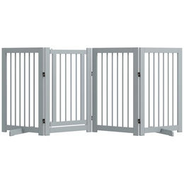 PawHut Hundeschutzgitter aus Holz mit 4 Paneelen und Füßen Hellgrau 220 x 91 cm – Bild 1 von 2