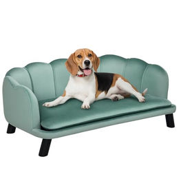 PawHut Hundesofa für mittlere Rassen mit Rückenlehne und Waschbarem Bezug aus Polyester in Grün – Bild 1 von 8