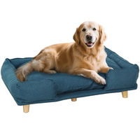 Produktbild von PawHut Hundesofa mit Rückenlehne und Holzbeinen aus Polyester für große Hunde in Blau