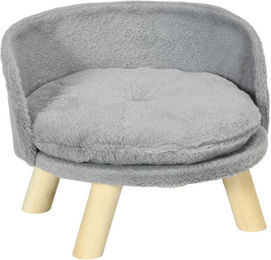 PawHut Hundesofa und Katzenbett aus Plüsch mit Kissen in Grau Ø40,5 x 33 cm – Bild 1 von 13