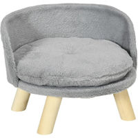 Produktbild von PawHut Hundesofa und Katzenbett aus Plüsch mit Kissen in Grau Ø40,5 x 33 cm