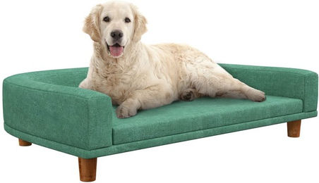 PawHut Hundesofa und Katzensofa mit Kissen und Holzbeinen Grün Größe L – Bild 1 von 6