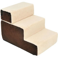 Produktbild von PawHut Hundetreppe und Katzentreppe als Einstiegshilfe mit 3 Stufen aus Plüsch in Beige