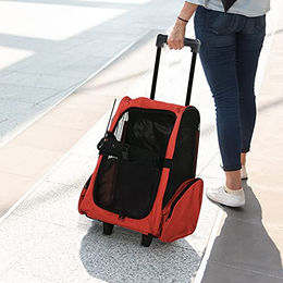 PawHut Hundetrolley Transporttasche 2in1 Rucksack und Trolley aus Oxford-Gewebe für kleine Rassen Rot – Bild 1 von 7