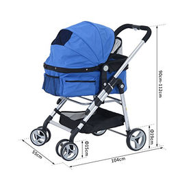 PawHut Hundewagen Buggy für Hunde und Katzen in Blau aus Oxford-Gewebe für kleine Rassen – Bild 1 von 13