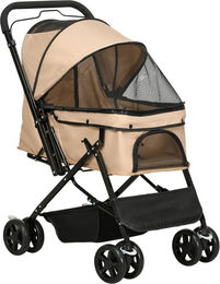 Produktbild von PawHut Hundewagen für kleine Hunde und Katzen aus Oxford-Gewebe Beige
