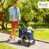 Produktbild von PawHut Hundewagen und Katzenbuggy aus Aluminium klappbar für kleine Rassen in Blau und Silber - 5,5 kg