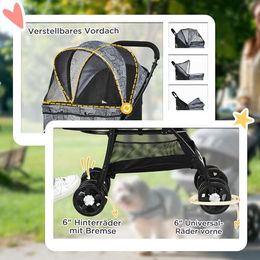 PawHut Hundewagen und Katzenbuggy faltbar mit Kissen aus Oxford-Gewebe Schwarz – Bild 1 von 8
