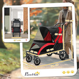 PawHut Hundewagen und Katzenbuggy klappbar für große Hunde und Katzen bis 30 kg Schwarz – Bild 1 von 9