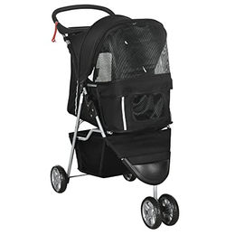 PawHut Hundewagen und Katzenbuggy klappbar Schwarz für kleine Rassen bis 5 kg – Bild 1 von 9