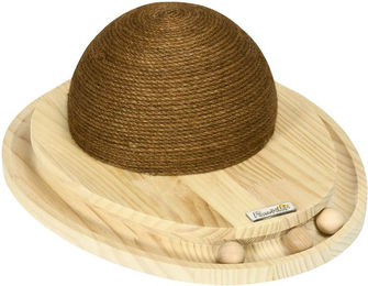 PawHut Interaktives Katzenspielzeug aus Holz mit Kratzbrett und Kugelbahn in Natur und Braun, 39.5x32.5x14.5 cm – Bild 1 von 13