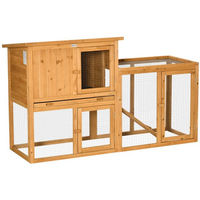 Produktbild von PawHut Kaninchenstall und Kleintierstall aus Holz mit Rampe und herausnehmbarer Bodenwanne Orange 141x60x86 cm