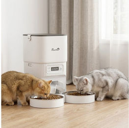 PawHut Katzen-Futterautomat mit 2 Edelstahlnäpfen und 4L Behälter zur zeitgesteuerten Fütterung – Bild 1 von 5