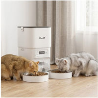 Produktbild von PawHut Katzen-Futterautomat mit 2 Edelstahlnäpfen und 4L Behälter zur zeitgesteuerten Fütterung