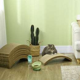 PawHut Katzen Kratzbrett aus Wellpappe, 8er Set Kratzpappen für Katzenlaufrad, Braun – Bild 1 von 13