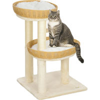 Produktbild von PawHut Katzenbaum Kletterbaum mit zwei Betten und Kratzpfosten Beige 75,5 cm