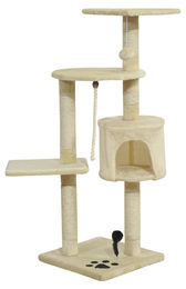 PawHut Katzenbaum Kratzbaum mit Höhle und Spielbällen aus Sisal und Plüsch Beige – Bild 1 von 2