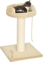 PawHut Katzenbaum mit Kratzmöglichkeiten und Spielzeug aus Sisal und Plüsch in Beige 55 x 55 x 83 cm – Bild 1 von 2