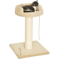 Produktbild von PawHut Katzenbaum mit Kratzmöglichkeiten und Spielzeug aus Sisal und Plüsch in Beige 55 x 55 x 83 cm