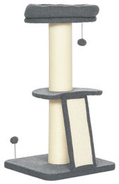 PawHut Katzenbaum mit Sisalstamm und Aussichtsplattform Grau 92 cm – Bild 1 von 1