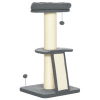 Produktbild von PawHut Katzenbaum mit Sisalstamm und Aussichtsplattform Grau 92 cm