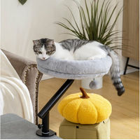Produktbild von PawHut Katzenbett für Schreibtisch mit 360 Grad Drehung und verstellbarer Höhe aus Polyester in Grau