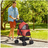 Produktbild von PawHut Katzenbuggy für kleine Hunde und Katzen in Rot aus Polyester mit Klappfunktion
