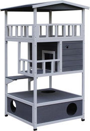 PawHut Katzenhaus aus Holz in Bunt mit 78 cm Länge – Bild 1 von 5