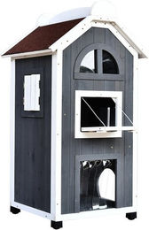 PawHut Katzenhaus aus Holz in Grau 59 cm – Bild 1 von 3
