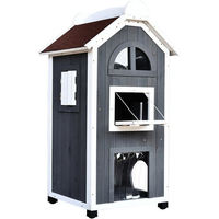 Produktbild von PawHut Katzenhaus aus Holz in Grau 59 cm
