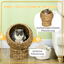 PawHut Katzenhöhle aus Bananenblatt für erwachsene Katzen Braun – Bild 1 von 12