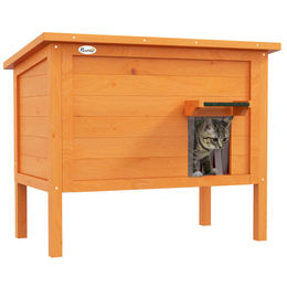 PawHut Katzenhöhle aus Holz für Katzen Outdoor Orange – Bild 1 von 13