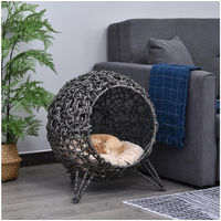 Produktbild von PawHut Katzenhöhle aus PE-Rattan mit Kissen in Silbergrau