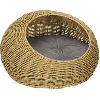 Produktbild von PawHut Katzenhöhle aus Weide mit Kissen in Beige