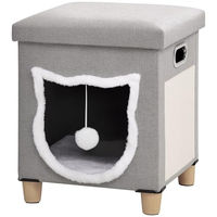 Produktbild von PawHut Katzenhöhle Katzenbett mit Kissen und Kratzmatte aus Polyester in Grau