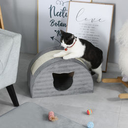 PawHut Katzenhöhle mit Kratzbrett aus Sisal Grau für Kitten 48,5 x 30 x 30 cm – Bild 1 von 9