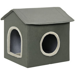 PawHut Katzenhöhle mit zwei Türen und Kissen in Grau 43,5 x 39 x 40,5 cm – Bild 1 von 13