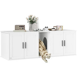 PawHut Katzenklo-Schrank 3 in 1 Möbel-Toilette für große Katzen Weiß 145 x 49 x 51 cm – Bild 1 von 2