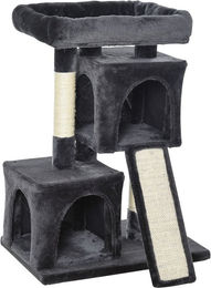 PawHut Katzenkratzbaum für Kitten und kleine Katzen mit Sisalsäulen und Plüsch, Dunkelgrau, 83 cm Höhe – Bild 1 von 10