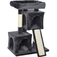Produktbild von PawHut Katzenkratzbaum für Kitten und kleine Katzen mit Sisalsäulen und Plüsch, Dunkelgrau, 83 cm Höhe