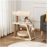 Produktbild von PawHut Katzenkratzbaum Klein 76 cm mit Spielball und Bett in Braun/Beige für Katzen