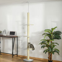 Produktbild von PawHut Katzenkratzbaum mit Deckenspanner höhenverstellbar 220-260 cm aus Holz