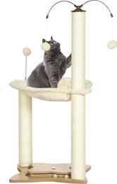 PawHut Katzenkratzbaum mit Hängematte und Sisalstämmen in Beige 53,5 x 53,5 x 90 cm – Bild 1 von 1