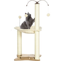 Produktbild von PawHut Katzenkratzbaum mit Hängematte und Sisalstämmen in Beige, 90 cm Höhe